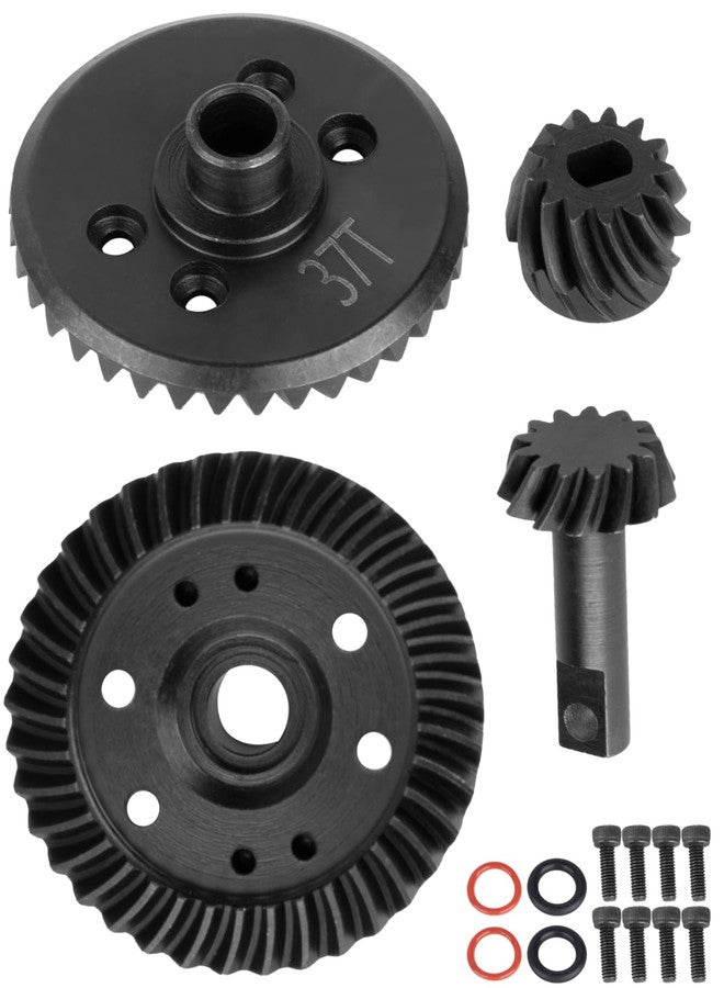 مجموعة تروس تفاضلية RCHuiWow RC 13-37T، قطع غيار مُحسّنة لسيارات الدفع الرباعي 4x4 بمقياس 1/10 من طرازات Slash وRustler وStampede وHoss Slayer وT-MAXX وXO-01 وSummit Revo، مصنوعة من الفولاذ، علبة تروس أمامية وخلفية حلزونية. - Image 1